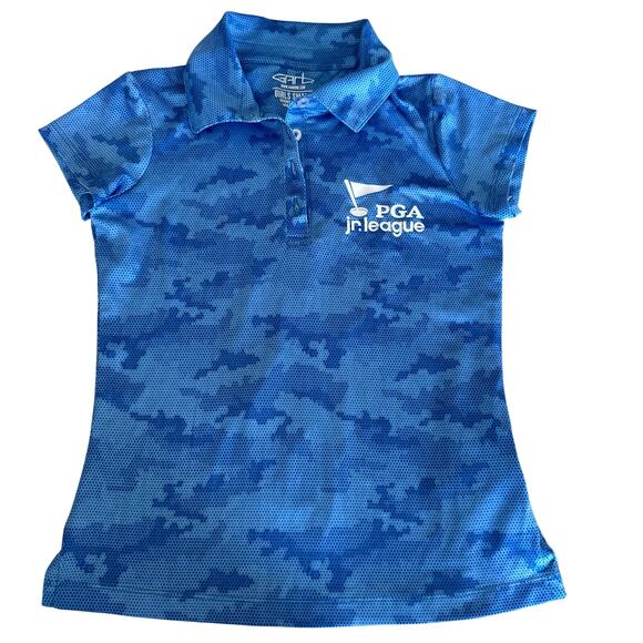 Garb Girls Blue Camo PGA Jr League Golf Polo - Small - Picture 1 of 4